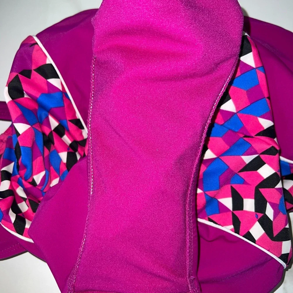 Catalina‎ Womens 1X 16W Magenta Geometric Mosaic One Piece Swimsuit Padded Pink
